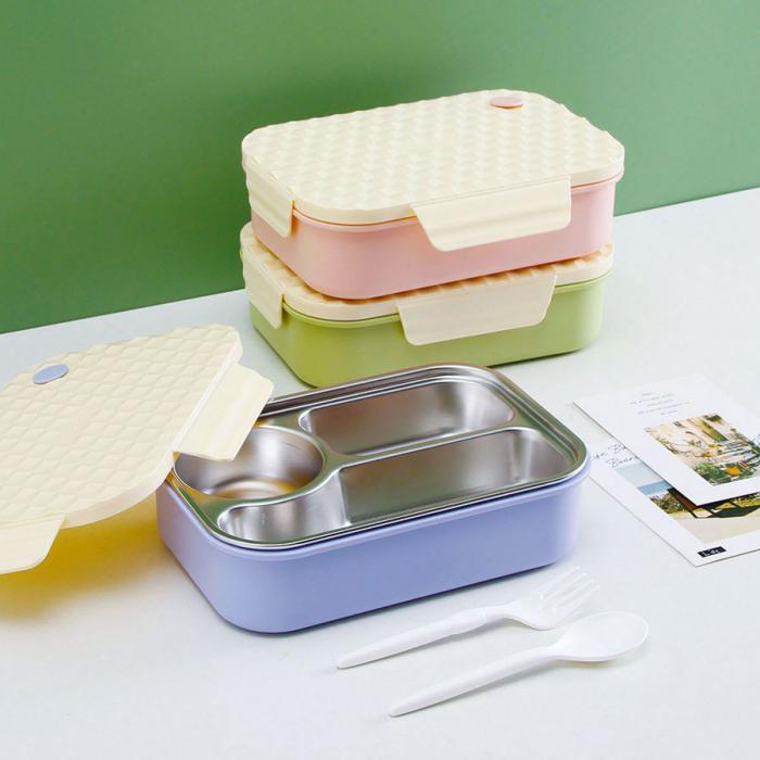 菱派三格不銹鋼便當(dāng)盒